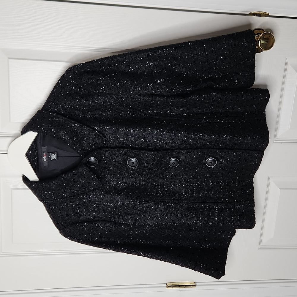 Style & Co. Jacket blazer black sparkle lined size 18 New Years Eve party